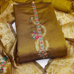 KALINI Floral Woven Design Zari Work Jacquard Unstitched Dress Material-image-81