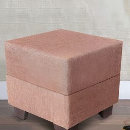 Ikiriya Beige Iris Wooden Square Pouffe Ottoman-picture-8