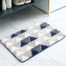 HOKIPO Beige & White Patterned Microfibre 1800 GSM Bath Rugs image 3
