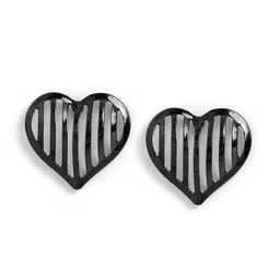 Priyaasi Elegance Srtiped Hear Design Contemporary Brass Studs Earrings image 2