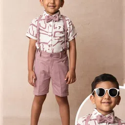 LITTLE COLLARS Boys Printed Short Sleeves Pure Cotton Shirt With Shorts-picture-31