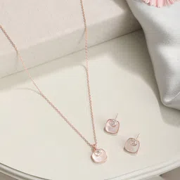 SARAF TRENDZ Rose Gold-Plated Stone-Studded Jewellery Set-image-78