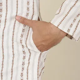 Anouk Rustic Striped Mandarin Collar Cotton Straight Kurta image 2