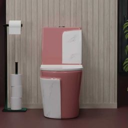 d o t C/T015 Premium Quality Shining O.Pink Commode With White Marble Finish And Round Flush Button Western Commode-picture-4