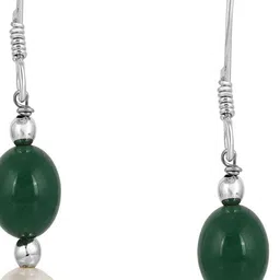 Nirvana 925 Sterling Silver Rhodium Plated Pearls Beaded Spherical Drop Earrings image 2