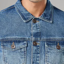 SF JEANS by Pantaloons Men Washed Denim Jacket with Patchwork image 4