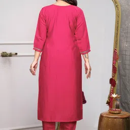 Siya Fashion Women Embroidered Regular Kurta with Trousers & With Dupatta image 5