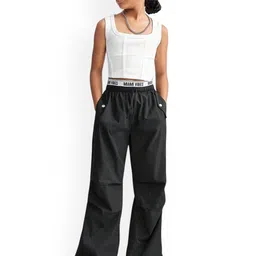 LOCAVESTIR Girls Relaxed Loose Fit Cargos Trousers image 3