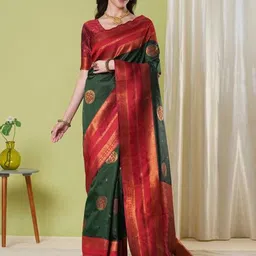 HI FI NX Woven Design Zari Silk Blend Banarasi Saree-picture-31
