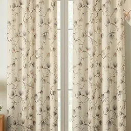 Kiara Creations Cream & Black 2 Pcs Printed Room Darkening Velvet Door Curtains image 3