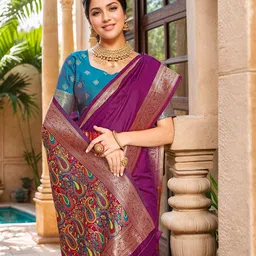 Anouk Rustic Woven Design Zari Banarasi Saree image 4