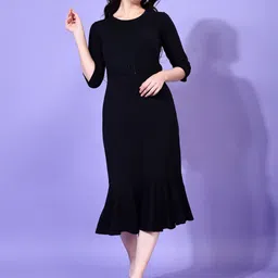 Attire Empire Women Bodycon Midi Dress-image-40