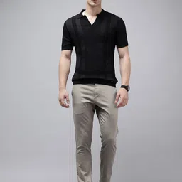 U.S. Polo Assn. Men Austin Trim Fit Self Design Trousers image 4