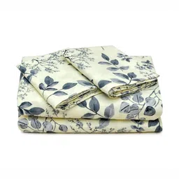 Aura Cream-Coloured & Grey Printed 144 TC Microfiber Queen Bedsheet Set 1.52 m x 1.99 image 5