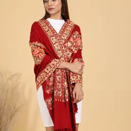 SWI Stylish Aari Ethnic Motifs Embroidered Shawl image 5