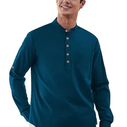 BHUVIKOO Mandarin Collar Roll-Up Sleeves Straight Kurta-picture-24