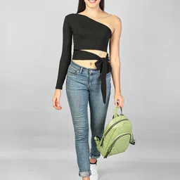 Label nyc apparel Women Ribbed One Shoulder Crop Top-image-12