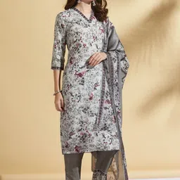 KETAKI FASHION Women Floral Printed Regular Kurta with Trousers & With Dupatta image 4