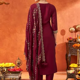 KALINI Women Embroidered Silk Blend Kurta Sets With Dupatta image 3