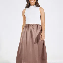 Styli Colourblocked High Neck A-Line Midi Dress image 2