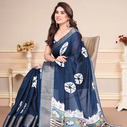 MAGNEITTA Women Bandhani Dyed Silk Blend Saree image 2