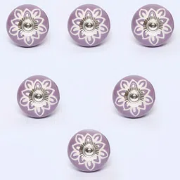 modefe MODEFE6Pcs Purple & White Textured Ceramic Knobs image 2