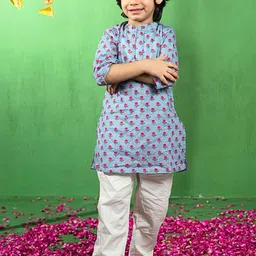 Puddle Fashion Boys Floral Printed Regular Pure Cotton Kurta with Pyjamas-picture-43