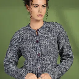 CHKOKKO Women Ribbed Woollen Cardigan-picture-45