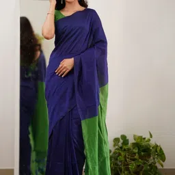 SHYAMALI BOUTIQUE Colourblocked Pure Cotton Block Print Saree-picture-21