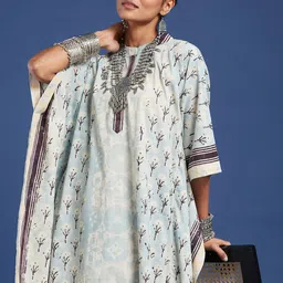 Taavi Ajrakh Women Block Printed Pure Cotton Kaftan Dress image 4
