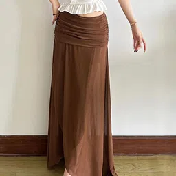 LULU & SKY Women Ruched Asymmetric Maxi Skirt-picture-20