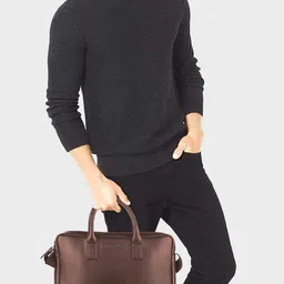 Cross Men Brown Solid PU Leather Messenger Bag image 4