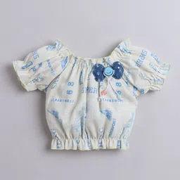 The Magic Wand Girls Printed Short Sleeves Top With Skirt image 4