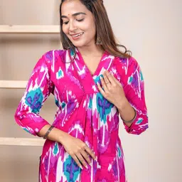 Swishchick Geometric Printed Pure Cotton Straight Kurta with Trousers image 3