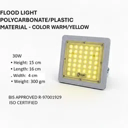schein 30W Warm/Yellow LED Flood Light – BIS Certification R-97001929, Superior Outdoor Light for Construction Sites, Stadium Areas, House Fronts, Brick Kilns, Parking Zones & Highway-Side Installations | Energy-Efficient LED, Hard Metal Build, Weatherproof Design & Long-Lasting Bright Output | Suitable for Continuous Heavy Outdoor Use | Pack of 1 Flood Light Outdoor Lamp-picture-14