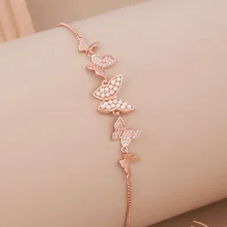 GC Jewelery Stainless Steel Rose Gold-Plated AD Studded Butterfly Wraparound Bracelet-picture-20