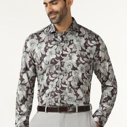 Blackberrys Men India Slim Fit Floral Printed Spread Collar Pure Cotton Formal Shirt-picture-22