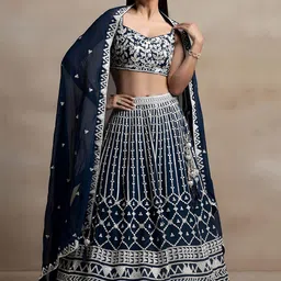 Zeel Clothing Embroidered Sequinned Semi-Stitched Lehenga & Unstitched Choli With Dupatta-image-36