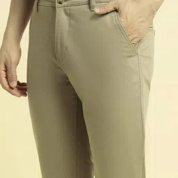 Cantabil Men Solid Mid-Rise Regular Fit Trousers image 3