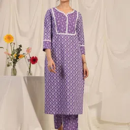 anayna Women Floral Embroidered Regular Pure Cotton Kurta with Trousers-picture-18