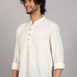 SWAGG INDIA Men Striped Printed Mandarin Collar Cotton Short Kurta image 5