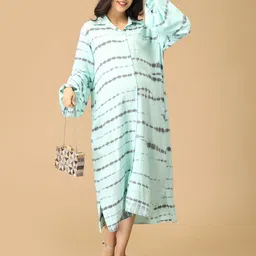 The Mom Store Tie & Dye Bishop Sleeve Maternity Shirt Midi Dress-picture-42