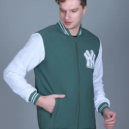 SANHOK Men Colourblocked Polyester Lightweight Denim Jacket with Patchwork image 2