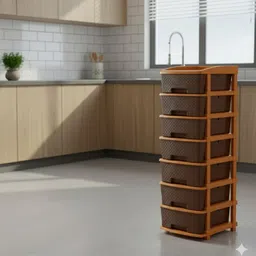 maxtid 7 Layer Brown Nakoda Plastic Drawer Unit for Kids Room Plastic Kitchen Trolley-picture-22