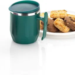 fit 4 chef Stainless Steel Coffee with Lid (300 ml) (Pack of 1) (Green,Multicolour) Stainless Steel Coffee Mug image 2