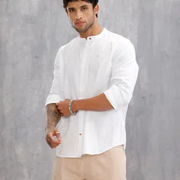 WROGN Men Band Collar Cotton Casual Shirt-image-72