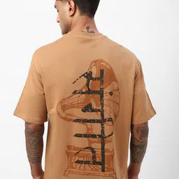 bewakoof heavy duty Bewakoof Men Camel Brown Sangeet Graphic Printed Oversized T-shirt-picture-11