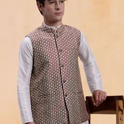 Jompers Woven Design Mandarin Collar Nehru Jacket image 5