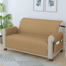 Story@home Beige Self Design Microfiber 2 Seater Sofa Cover With Arms-picture-19