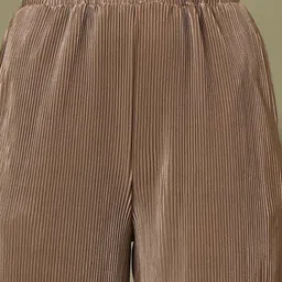 plusS Brown Self Design Log Sleeves Top With Trousers image 3